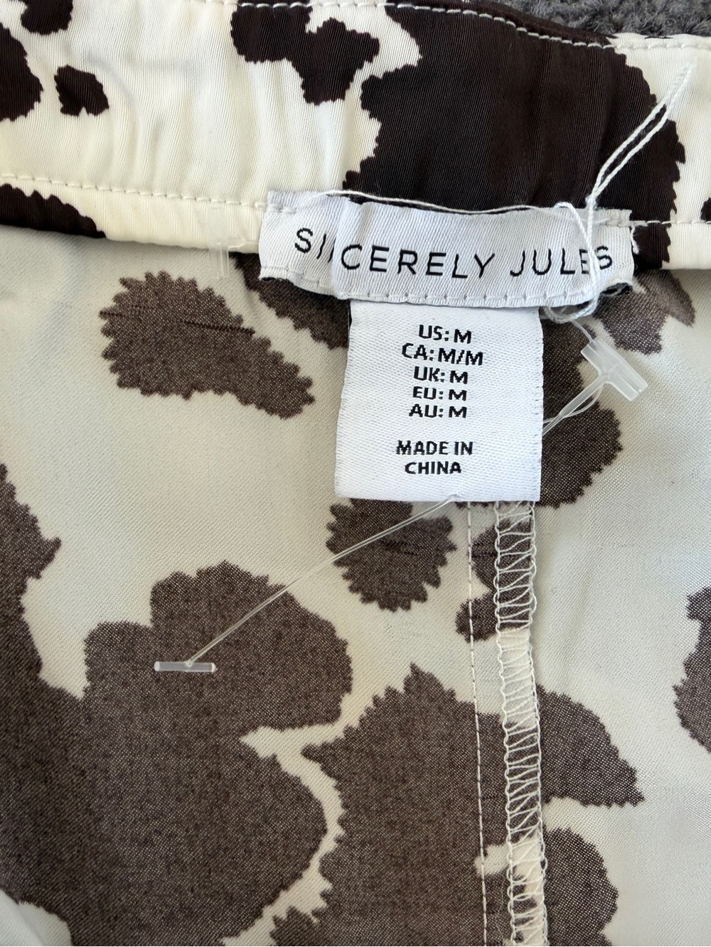 Women's silky Cow Print Maxi Skirt - White and Brown - Picture 6 of 7